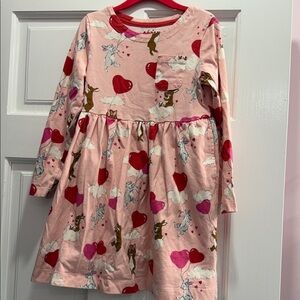 Mini Boden Pink Dress with Heart and Rabbit Print